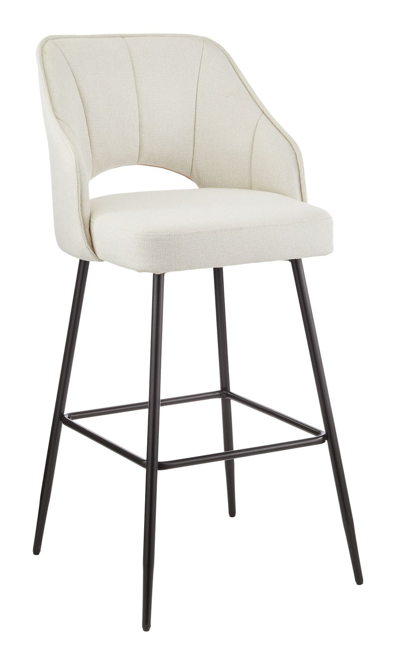 Canvas Yael Elegant Elevated Bar Stool with Back Rest, Creme M1