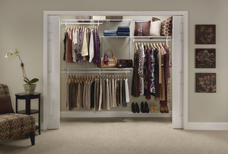 Wire Shelf Track Closet Organizer Kit, White, 5 x 8-ft T9