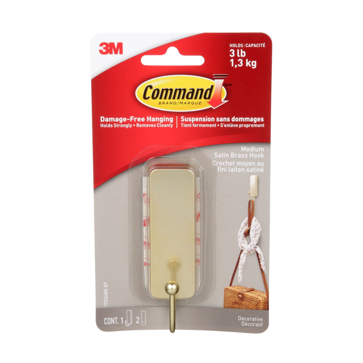 Medium Satin Brass Hook