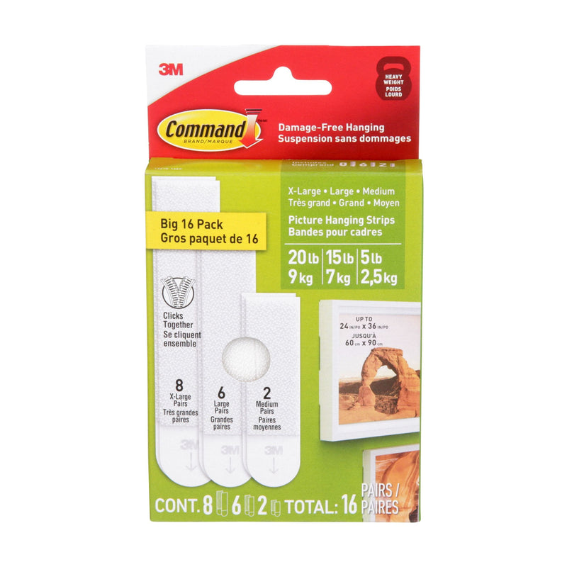 White Picture Hanging Strip Mixed Pack, 17218-16EF | 16 Pairs Y5