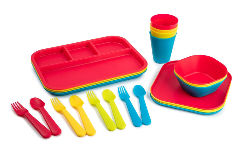 Plastic Kids Tableware Set, BPA Free, 24-pc, Assorted Colours S3