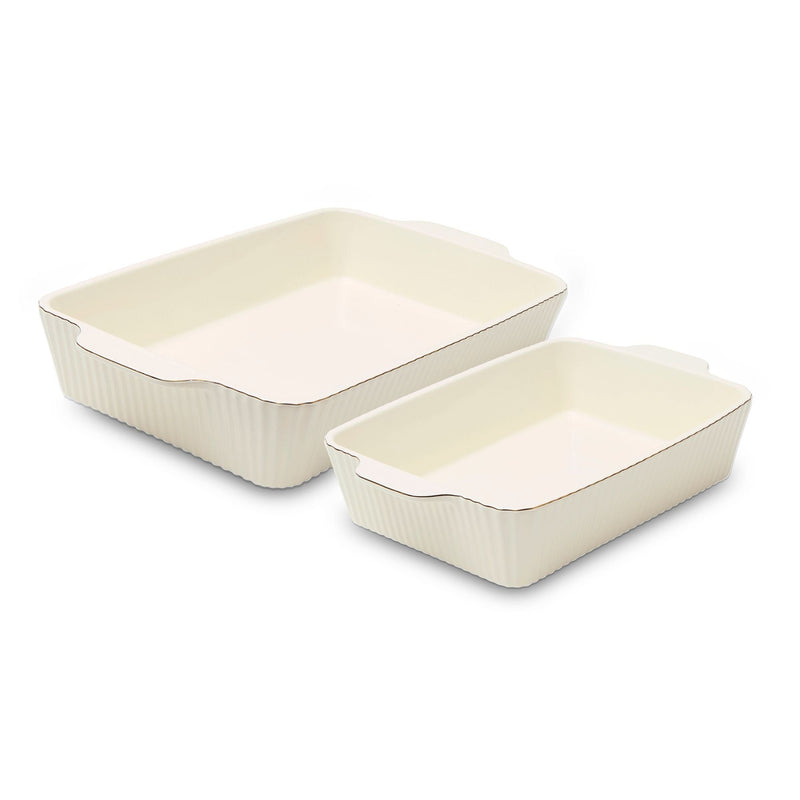 Dishwasher Safe Cream Nested Baking Dish Set, 2-pc O0