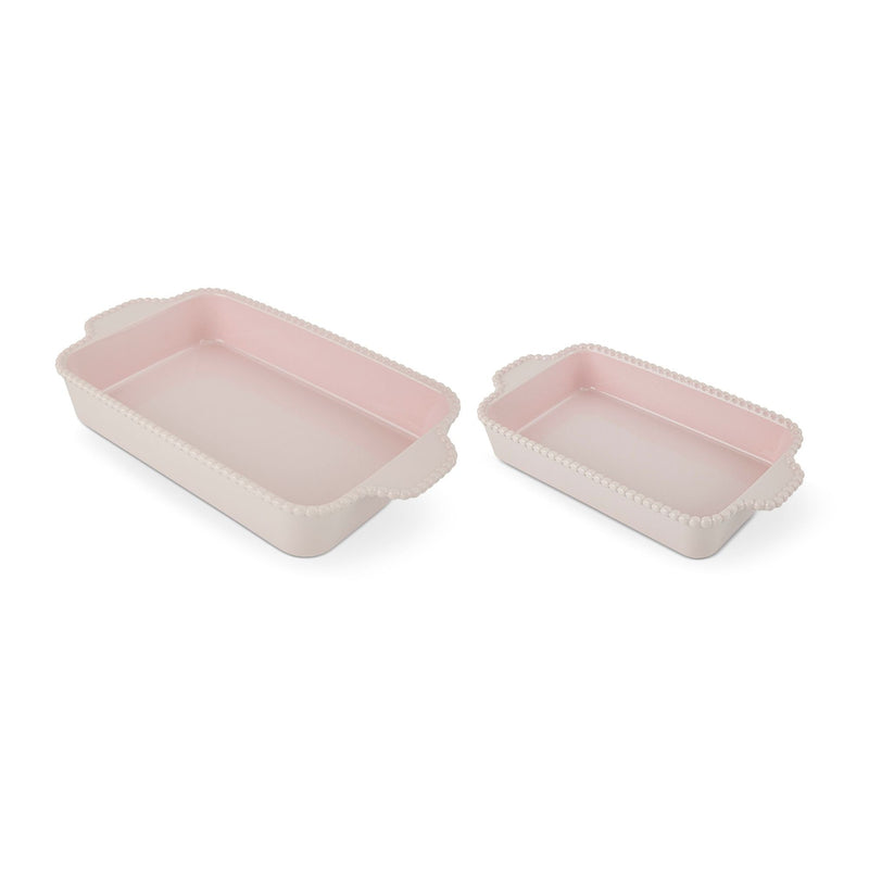 Nested Bead Rectangular Bake Dish Set, Pink, 2-pc S0