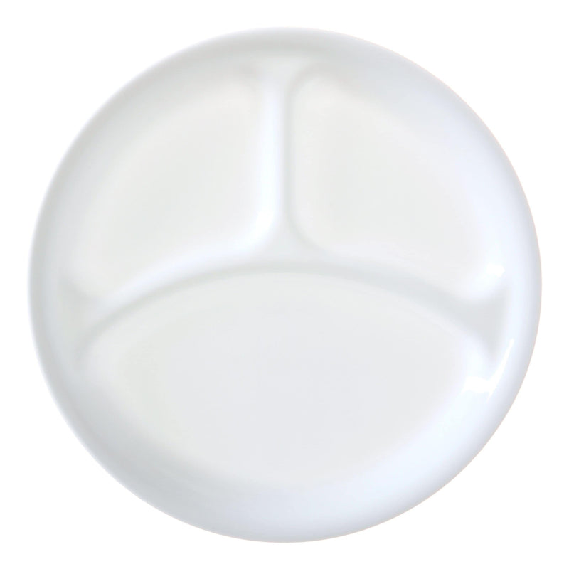 Glass Divided Dinner Plate, 10.25-in, White Y8