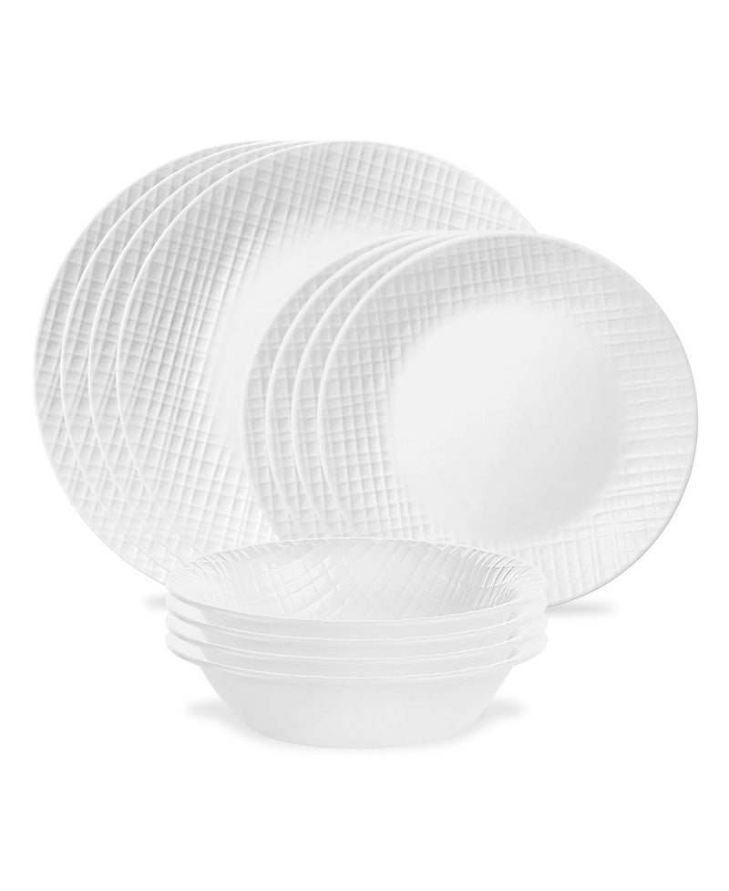 Linen Weave Dinnerware Set, Serves 4, 12-pc, White L4