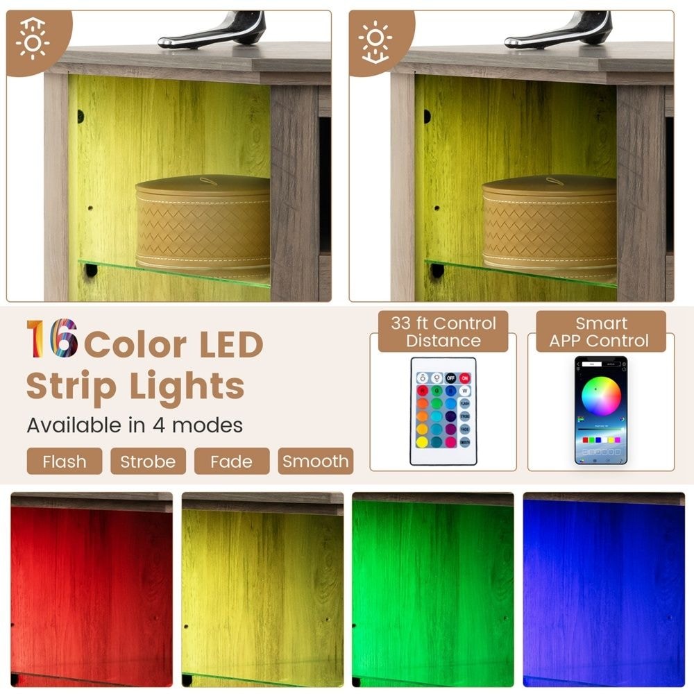 Fireplace TV Stand with Led Lights and 18"