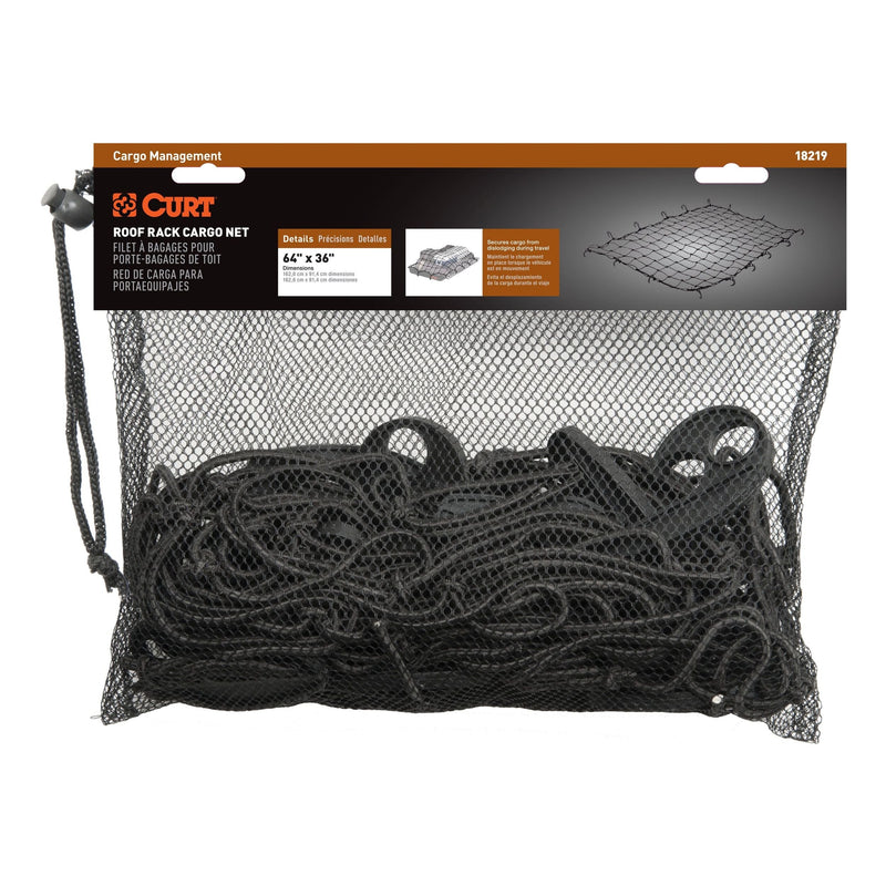 18219 Elastic Cargo Net with Hooks for Extended Roof Basket, 64 x 36-in Q3