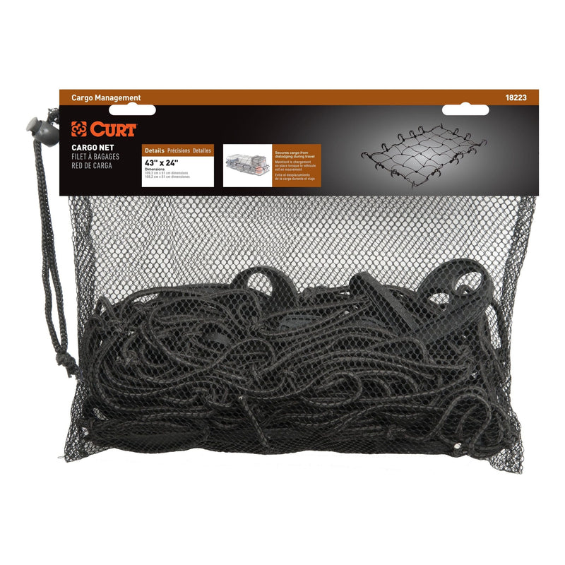 18223 Elastic Cargo Net with Hooks for Hitch Carrier, 43 x 24-in E3
