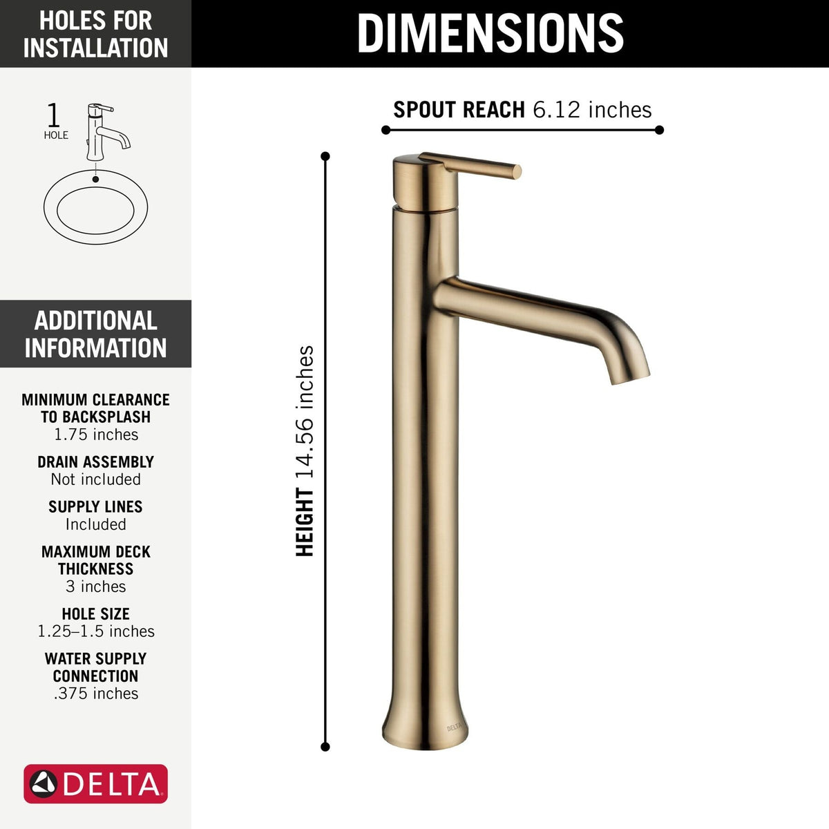 1-Handle Vessel Lavatory Faucet, Champagne Bronze