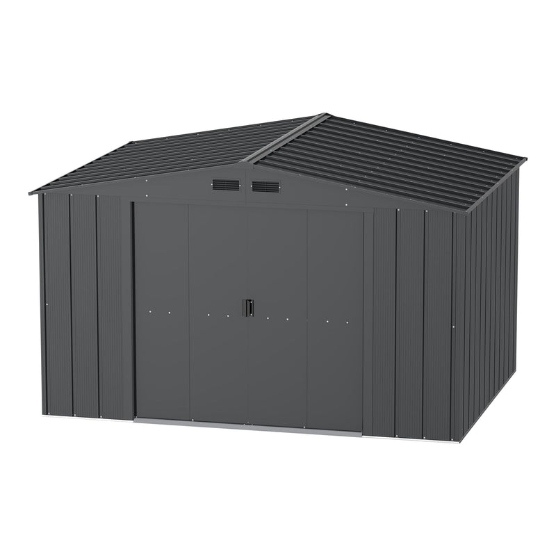 Metal Outdoor Storage Shed with Steel Frame, Dark Grey, 10-1/2-ft x 8-ft O6