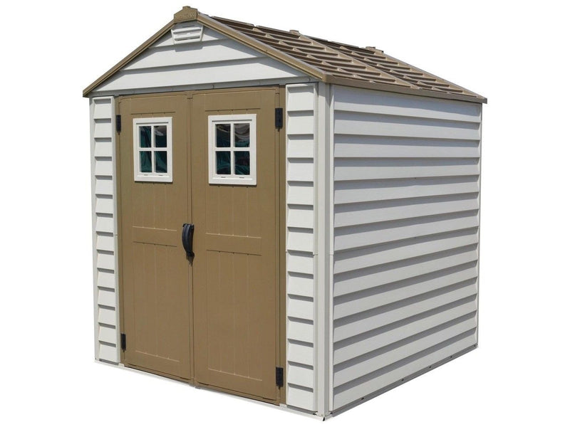 StoreMax Vinyl Garden Shed, Brown, 7-ft x 7-ft L0
