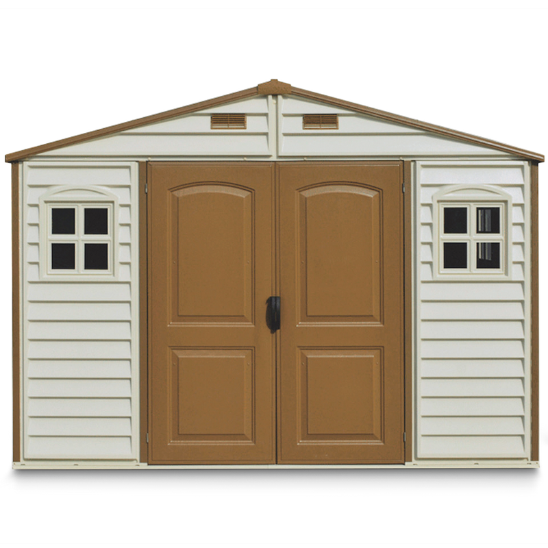 Woodside Vinyl Resin Garden Shed, Brown, 10-1/2-ft x 8-ft A1