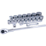 1-in Drive 12 Point Standard Socket & Attachment Set, SAE, 21-pk