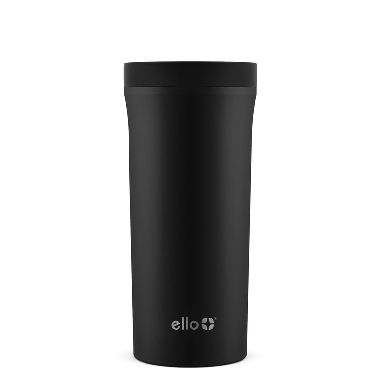 Arabica Vacuum Insulated Stainless Steel Travel Mug, 14-oz, Black, with Leakproof Slider Lid E4
