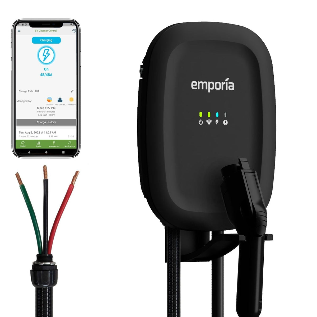 48A Wi-Fi Level 2 Hardwired J1772 EV Charger