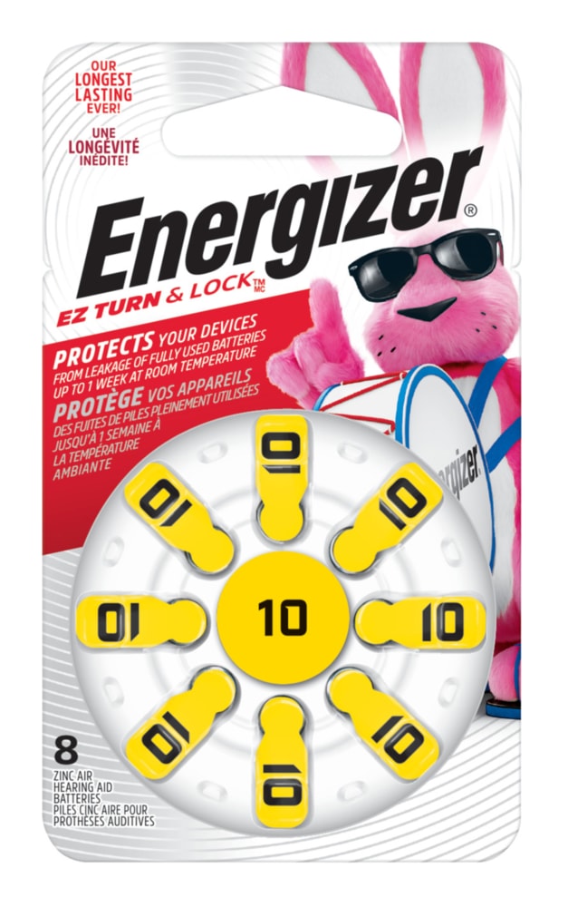 8-pk Size AZ10 1.4V / 1.4 Volt Zinc Hearing Aid Batteries, EZ Turn Lock D4