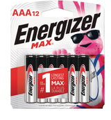 Max 12-pk AAA Alkaline Batteries, Long Lasting, All Purpose