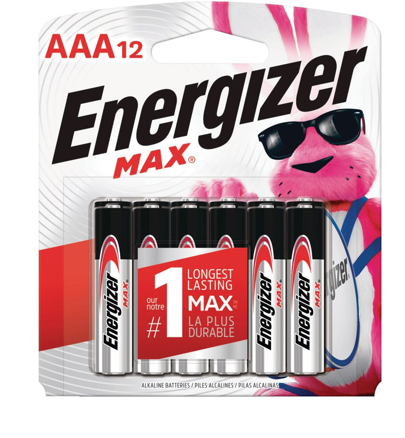 Max 12-pk AAA Alkaline Batteries, Long Lasting, All Purpose J0