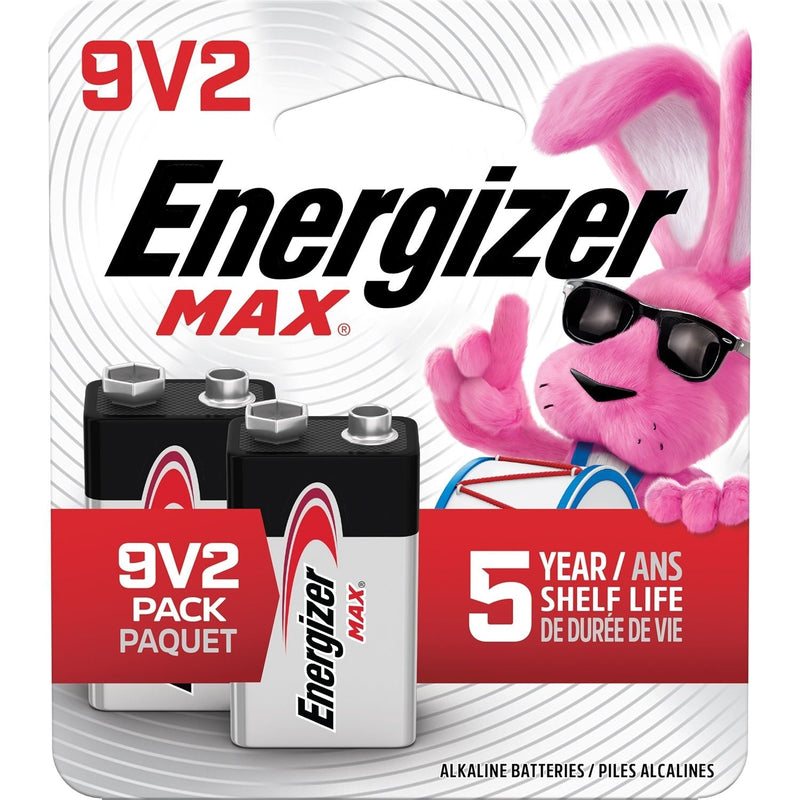 Max 2-pk 9V / 9 Volt Alkaline Batteries, Long Lasting, All Purpose T2