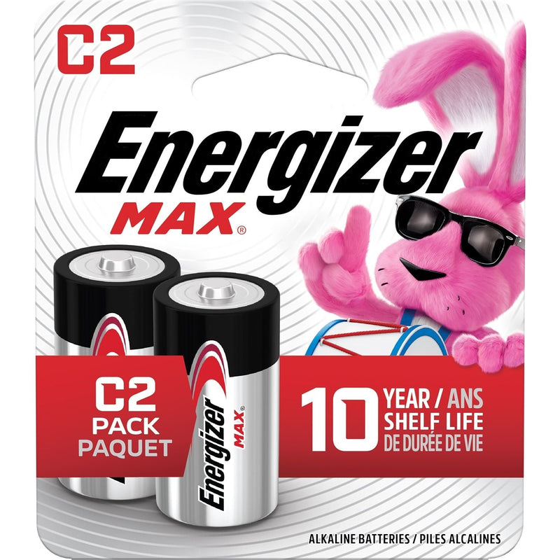 Max 2-pk C Alkaline Batteries, Long Lasting, All Purpose L8