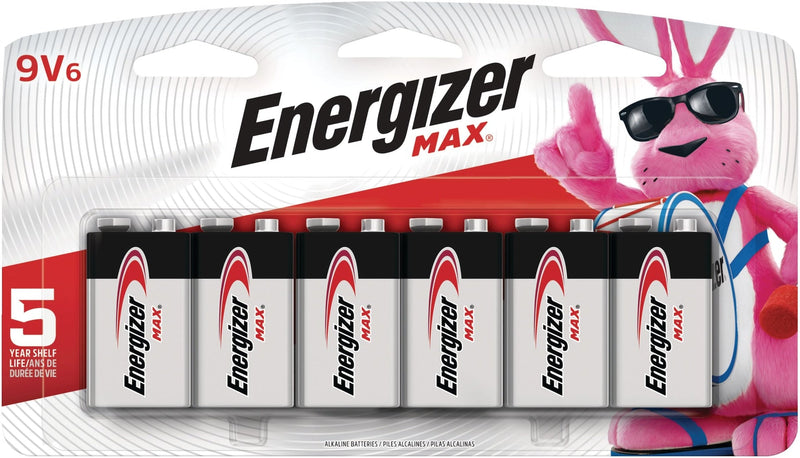Max 6-pk 9V / 9 Volt Alkaline Batteries, Long Lasting, All Purpose D5