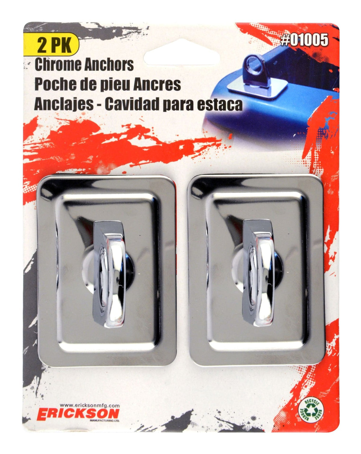 Chrome Stake Pocket Anchors, 2-pk