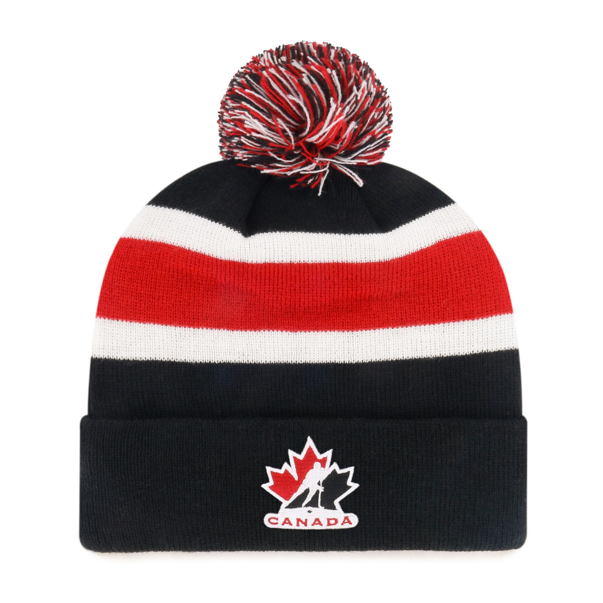 Fan Favorite Adult Standard Mass Knit Toque with Breakaway Cuff and Pom Pom