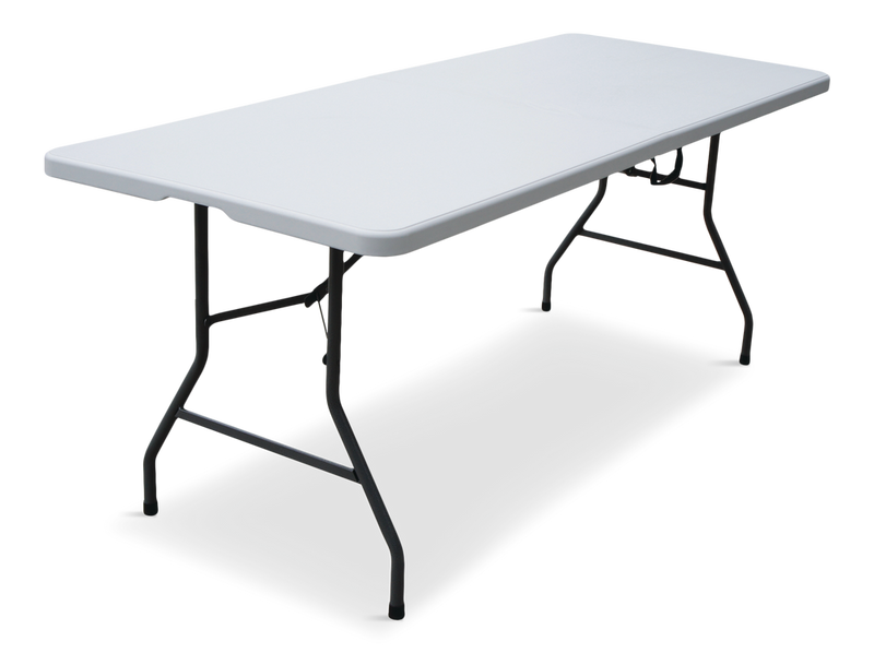 6-ft Portable Indoor/Outdoor Plastic & Metal Folding Table with Handle, White Q8