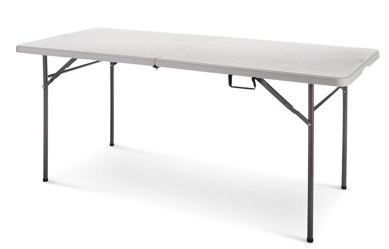 6-ft Portable Plastic & Metal Folding Table with Handle, Grey V4