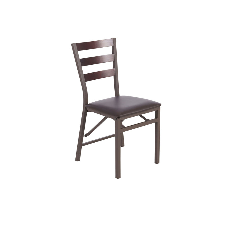 Black Microfibre Folding Ladder Chair, Brown T4