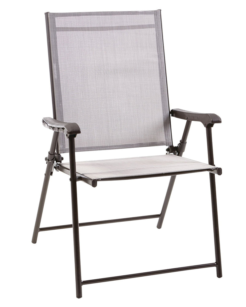 Bluebay Sling Folding Outdoor Patio Accent Chair, Grey, 25x24x37-in K7
