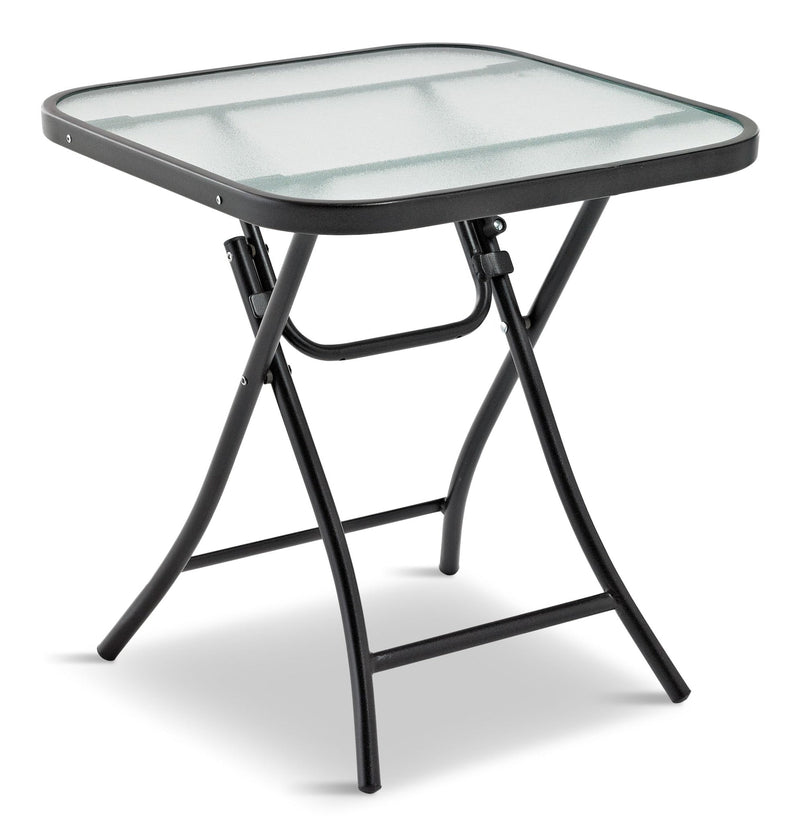 Folding Outdoor/Patio Side Table with Glass Top, Assorted, 18-in N9