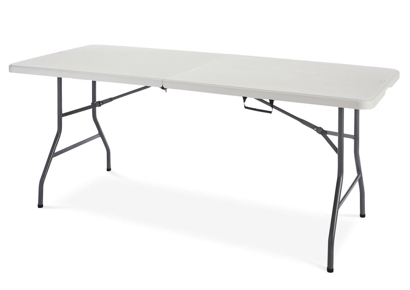 Portable Folding Table with Casters & Handle, 6-ft, White O1