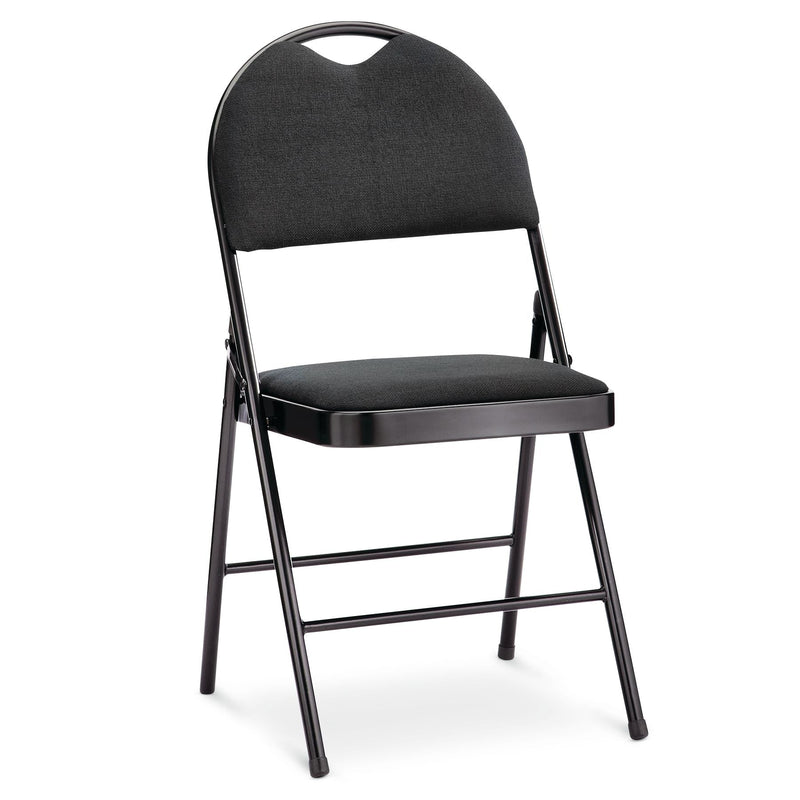 Portable High-Back Upholstered & Padded Metal Folding Chair, Black H9
