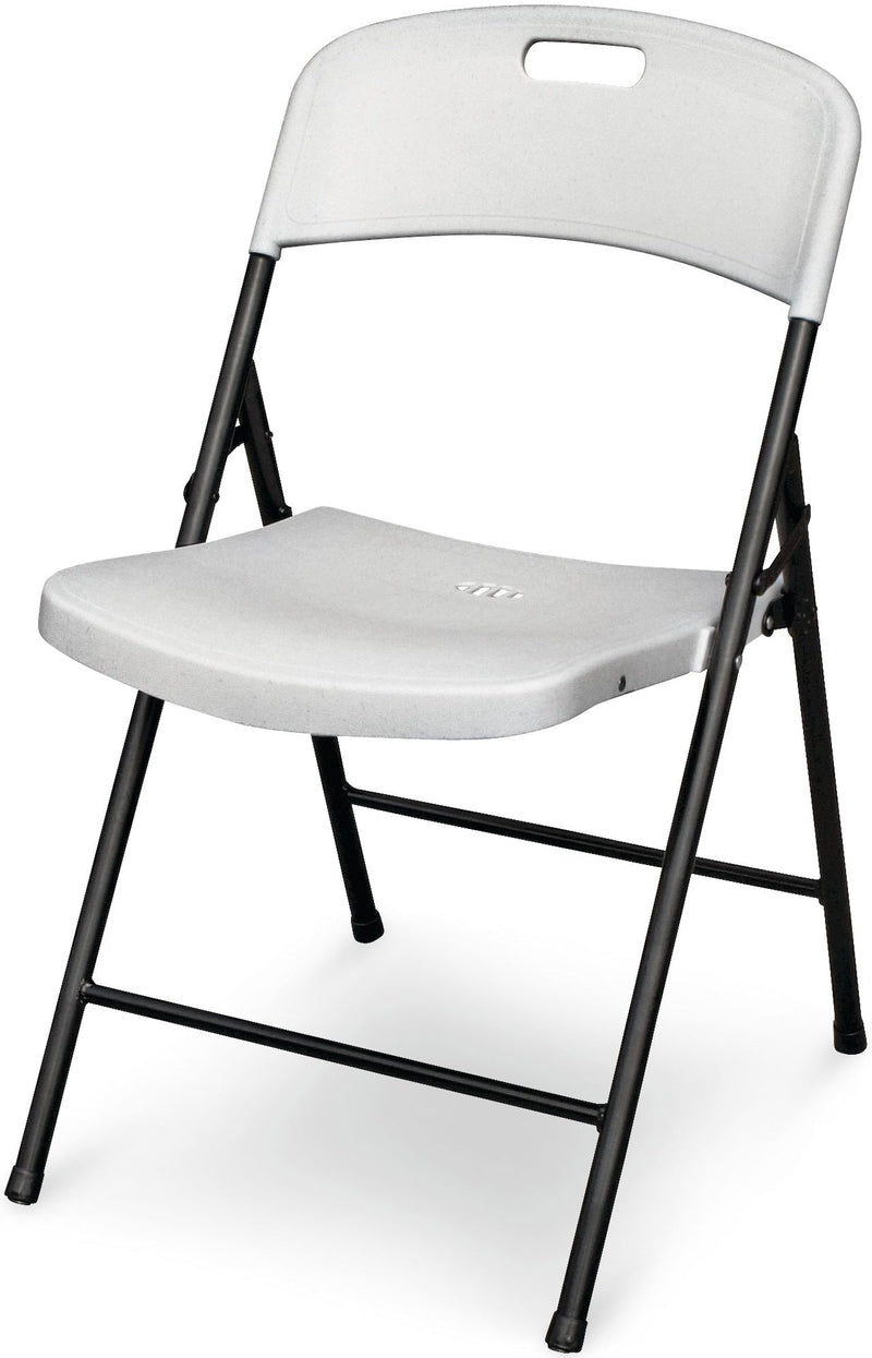 Portable Indoor/Outdoor Contoured Plastic & Metal Folding Chair, White L7