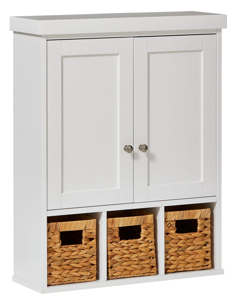 Wall Mount Cabinet With Baskets, White H0