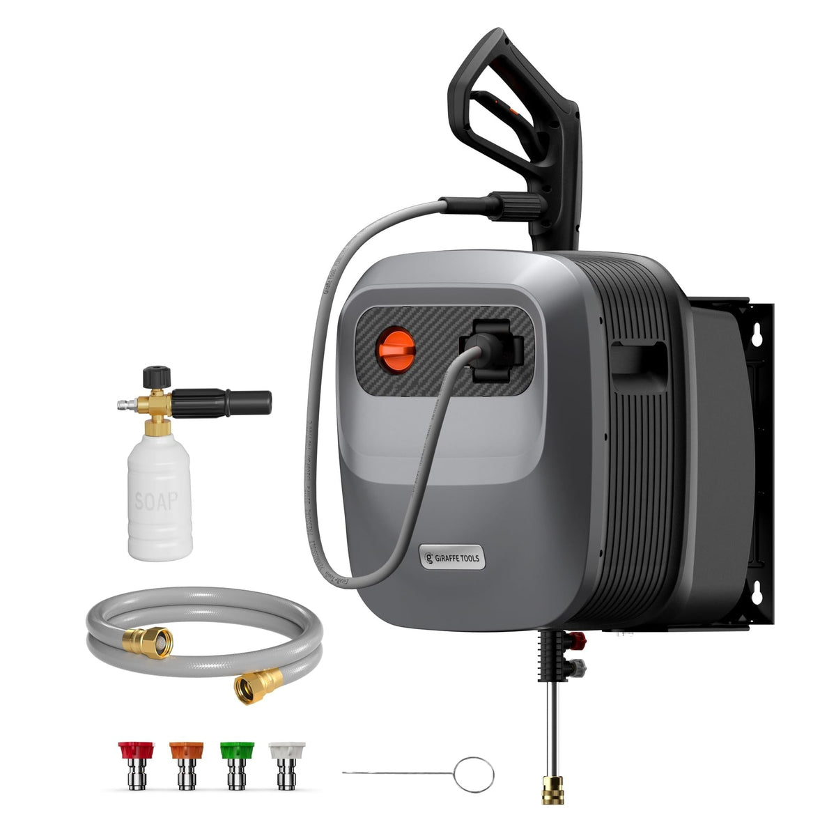 Grandfalls G20 Wall Mounted 1900 PSI 2.2 GPM Brushless Electric Pressure Washer with 65-ft Retractable Hard Hose