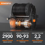 Grandfalls G30 Wall Mounted 2100 PSI 2.2 GPM Brushless Retractable Electric Pressure Washer with 100-ft Hard Hose