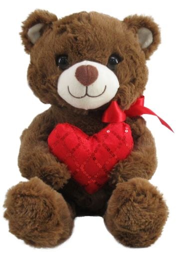 Valentine's Day 12-in Brown Bear with Heart Plush F4