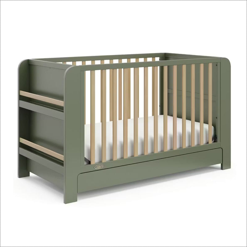Read-with-Me 4-in-1 Crib with Drawer - Olive/Driftwood P9
