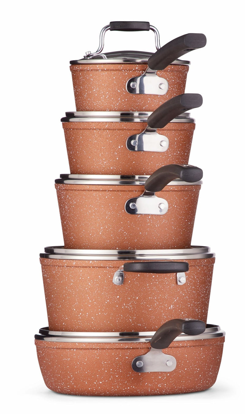 The Rock Copper Essentials Cookware Set, Non-Stick, Dishwasher & Oven Safe, 10-pc L8