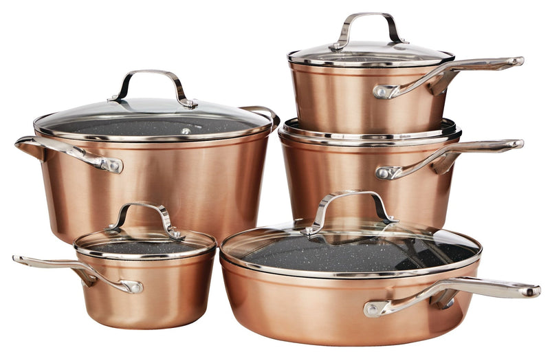 The Rock Non-Stick Cookware Set, Dishwasher & Oven Safe, Aluminum, 10-pc W5