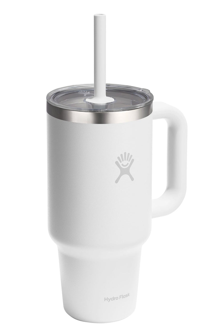 Stainless Steel Insulated Travel Tumbler with Clear Lid, White, 32-oz E1