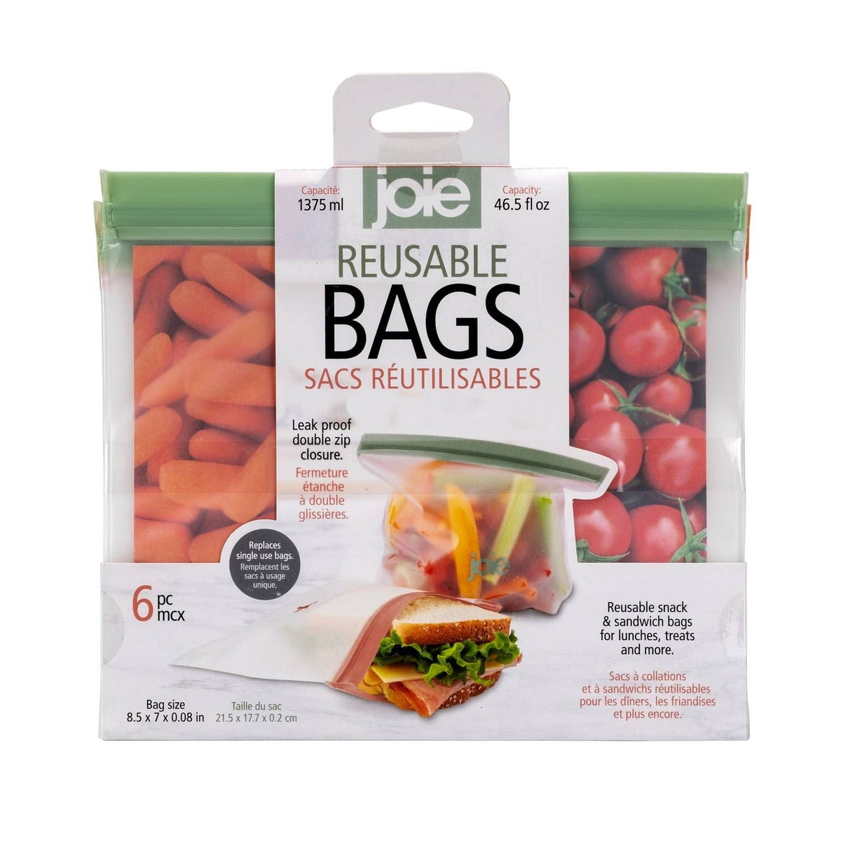 Reusable Peva Food Storage Bags, Terracotta/Sage/Grey, 6-pk