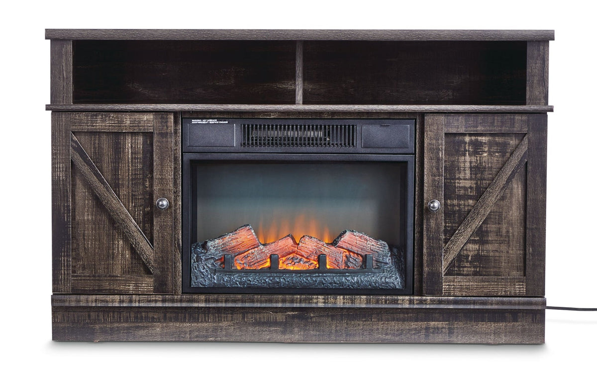 Media Electric Fireplace TV Stand, 44.5-in, 1500W, Brown