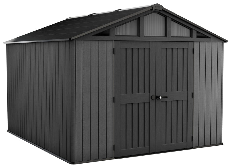 Apex Resin 2-Door Outdoor Storage Shed with Full Length Skylight, Grey, 10-ft x 11.5-ft M5