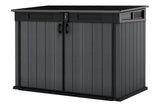 Cortina Mega Horizontal 2-Door Resin Outdoor Storage Shed with Built-In Ventilation & Open Roof/Lid, Grey, 533-Gal