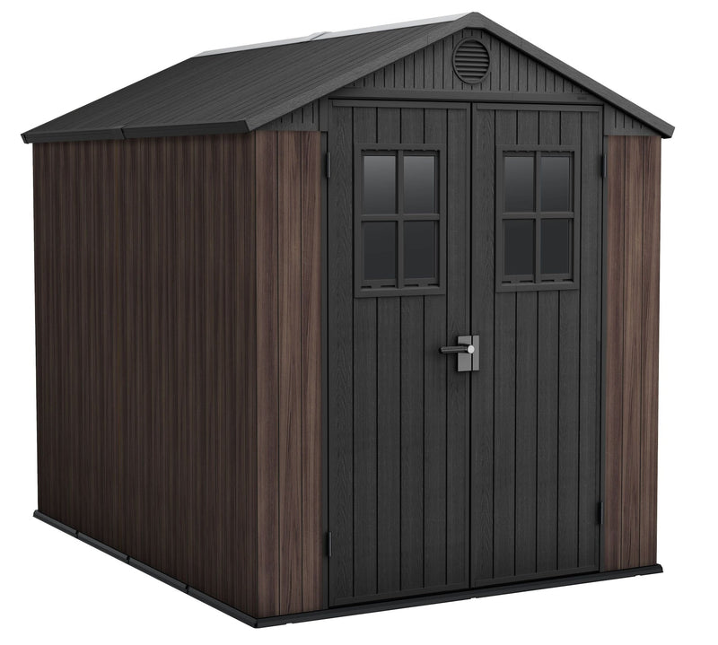 Darwin Resin Outdoor Storage Shed with DecoCoat, Brown, 6-ft x 8-ft S7