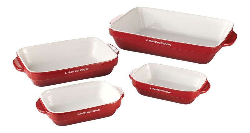 Ceramic Bakeware Set, Red, Assorted Sizes, 4-pc A3