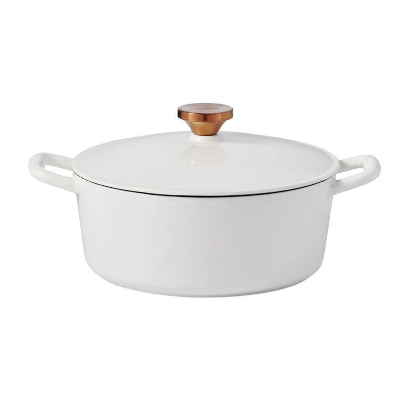 Tuscan Collection Round Casserole Dish, Enamelled Cast Iron, White, 7-qt U5